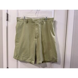 Savane Mens Sage Green Flat Front Golf Shorts Size 36 Polyester Casual Solid